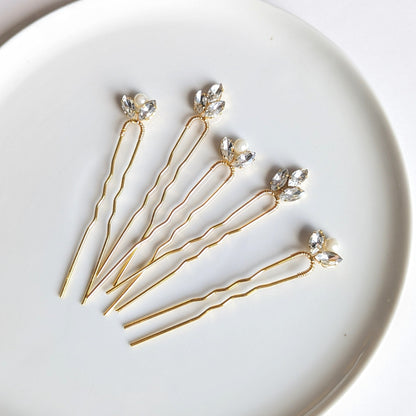 Chloe x Ava - Dainty Crystal Bridal Hair Pins (Set of 5)