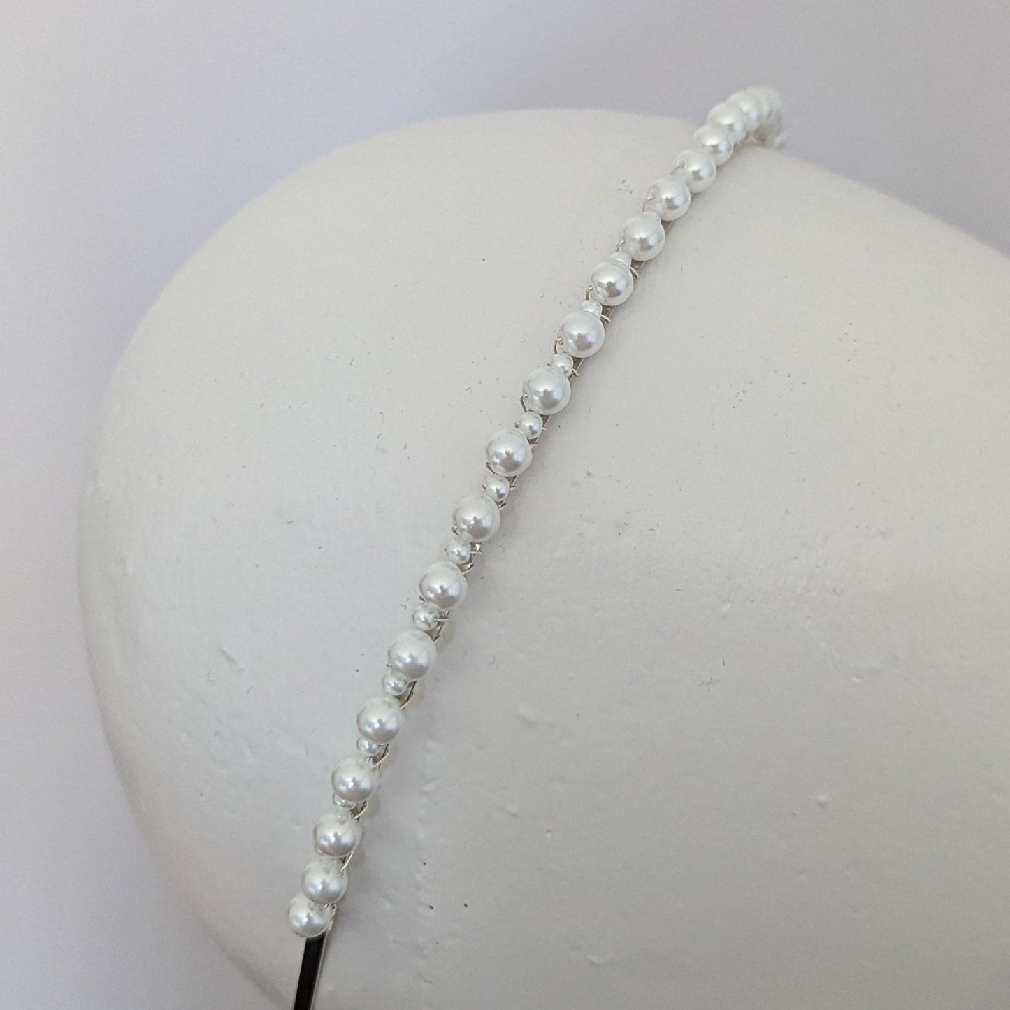 Macie - Dainty Single Row Pearl Bridal Headband