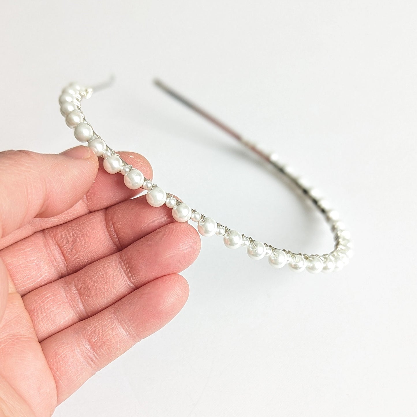 Macie - Dainty Single Row Pearl Bridal Headband