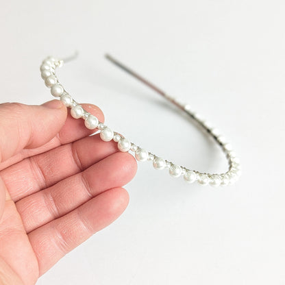 Macie - Dainty Single Row Pearl Bridal Headband