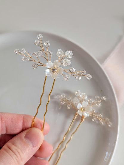 Vivienne – Floral Crystal Hair Pin Set for Brides (Set of 2)
