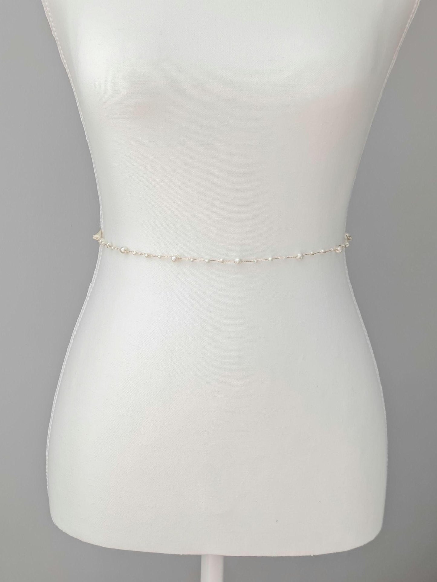 Hannah - Delicate Pearl Wedding Dress Sash (18"-30")