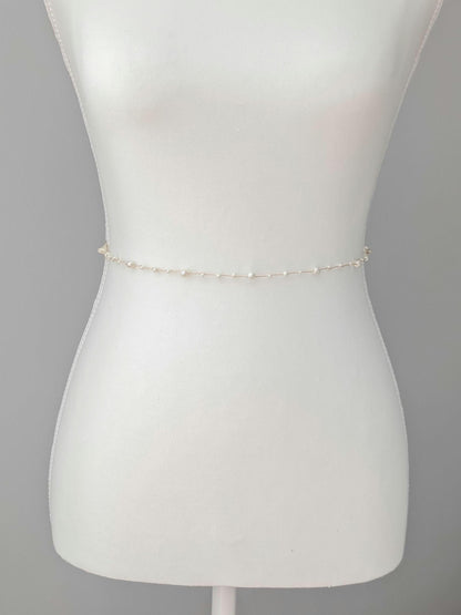 Hannah - Delicate Pearl Wedding Dress Sash (18"-30")