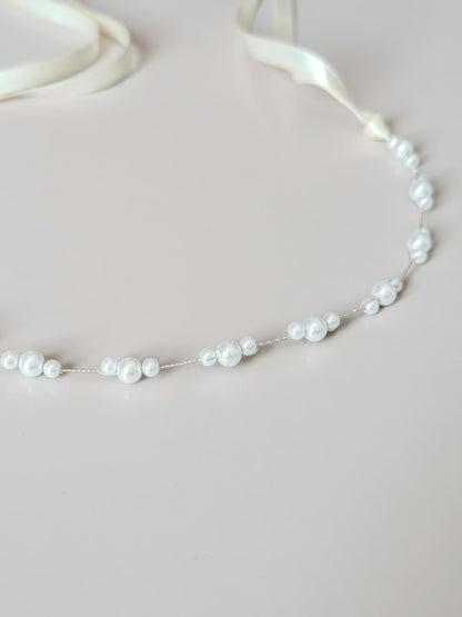 Rachel – Ultra Thin Dainty Pearl Wedding Sash (18"-24")