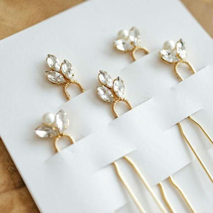 Chloe x Ava - Dainty Crystal Bridal Hair Pins (Set of 5)