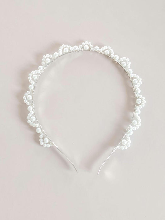 Margot - Elegant Pearl Crown Headband