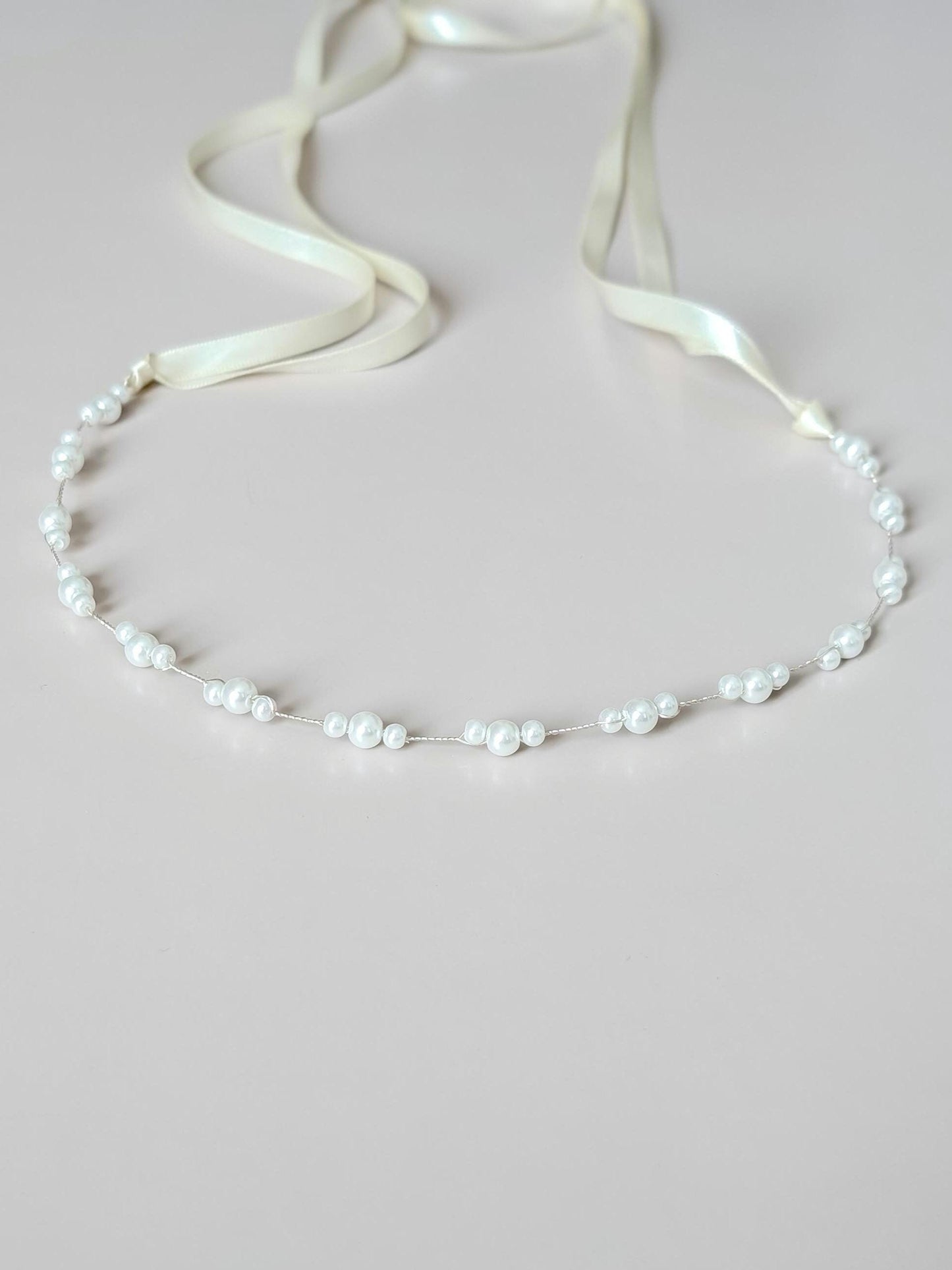 Rachel – Ultra Thin Dainty Pearl Wedding Sash (18"-24")