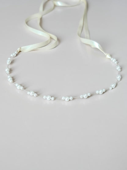Rachel – Ultra Thin Dainty Pearl Wedding Sash (18"-24")