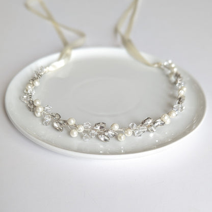 Charlotte - Crystal & Pearl Bridal Belt (18"-30")