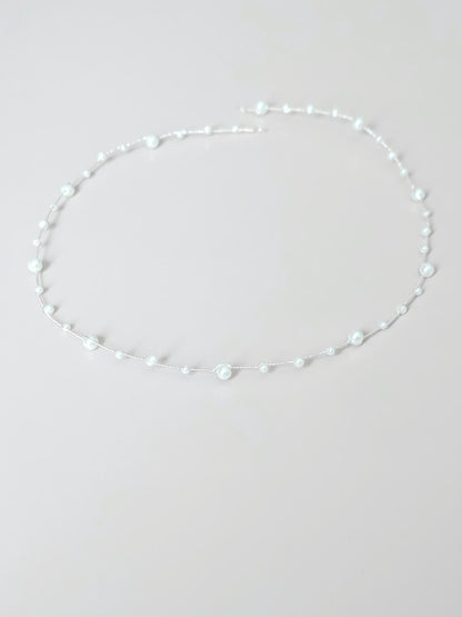 Hannah - Thin Pearl Bridal Hair Vine (8"-24")