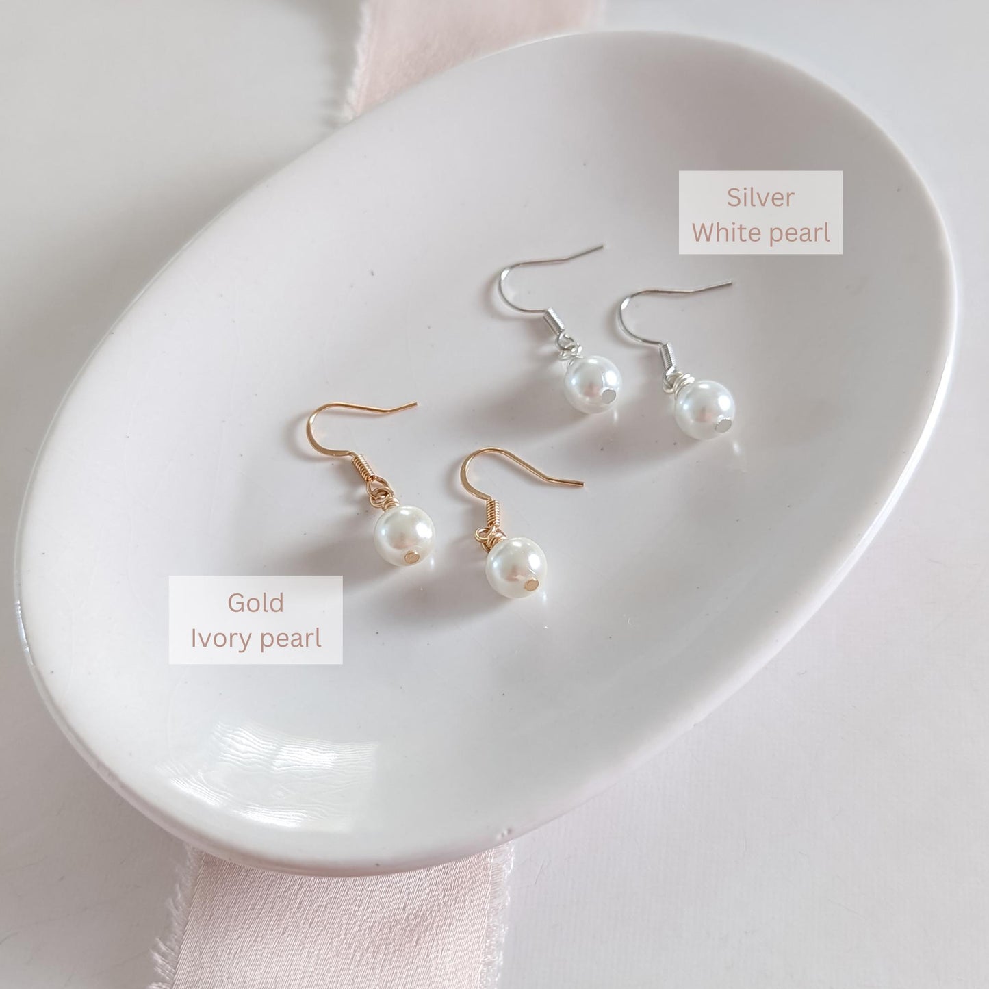Anna - Simple Drop Pearl Dangle Earring