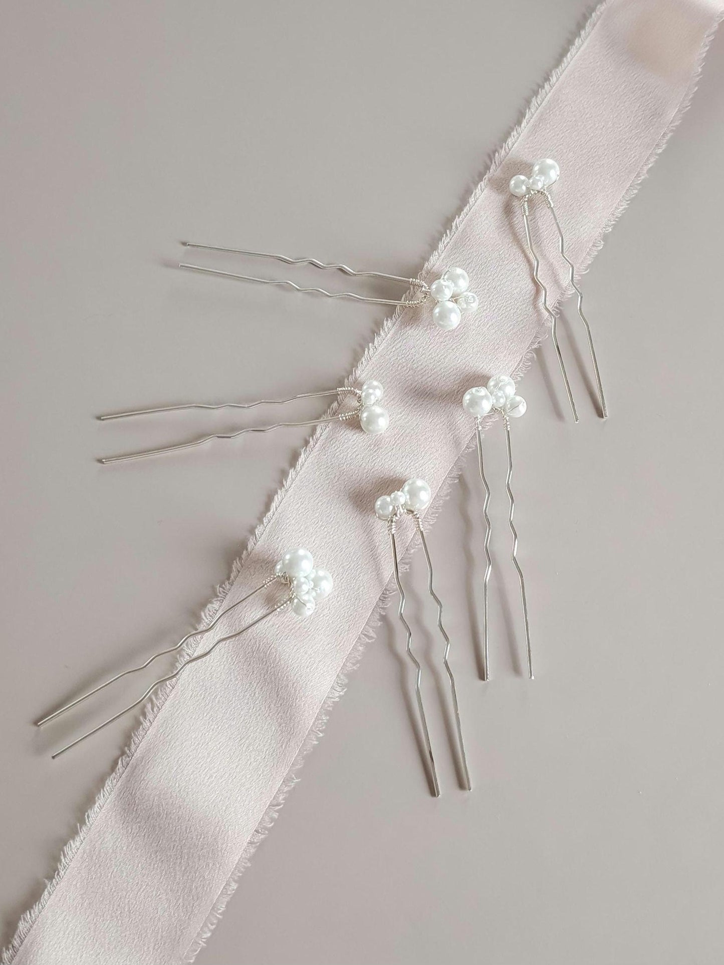 Elena - Pearl Cluster Hair Pin Set (Set of 6)