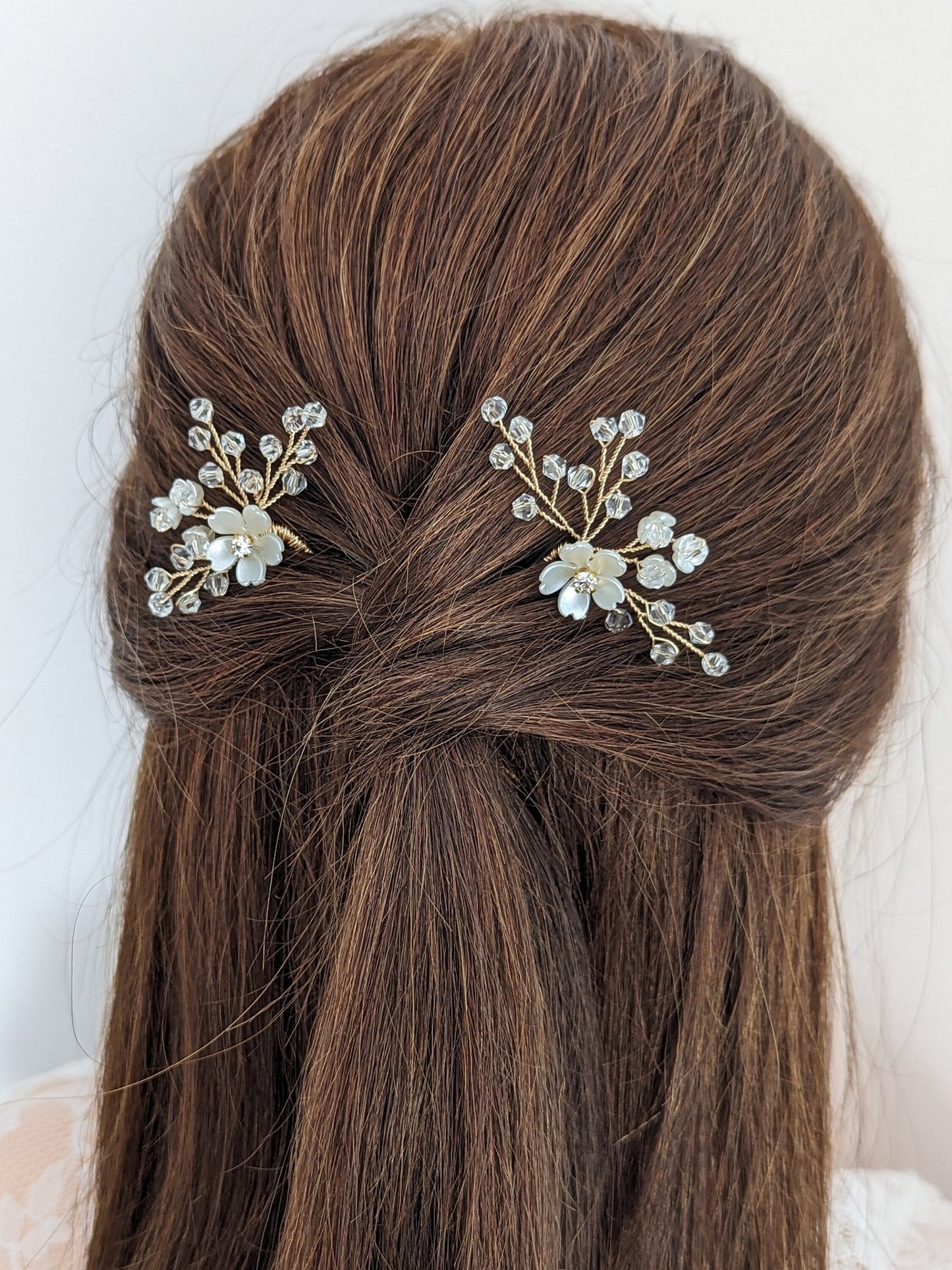 Vivienne – Floral Crystal Hair Pin Set for Brides (Set of 2)