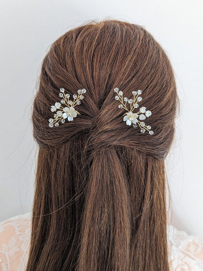 Vivienne – Floral Crystal Hair Pin Set for Brides (Set of 2)