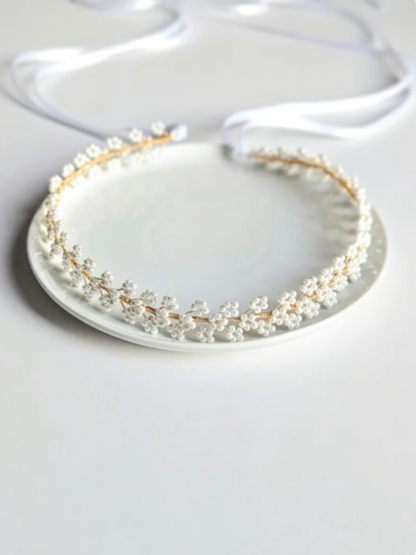 Sylvie - Baby’s Breath Inspired Pearl Bridal Sash (18"-24")