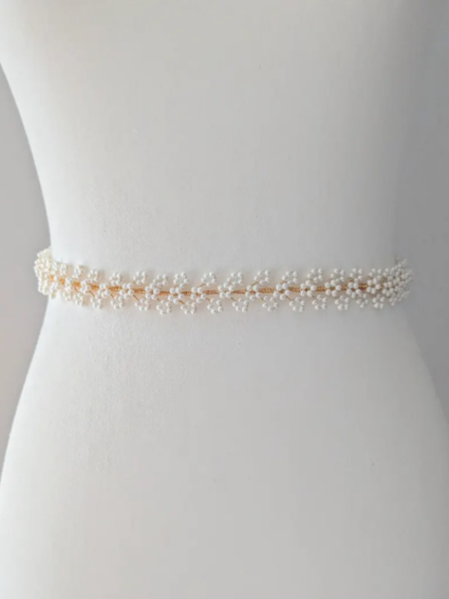 Sylvie - Baby’s Breath Inspired Pearl Bridal Sash (18"-24")