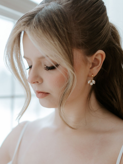 Ava - Crystal Bridal Earrings with Pearl Accents