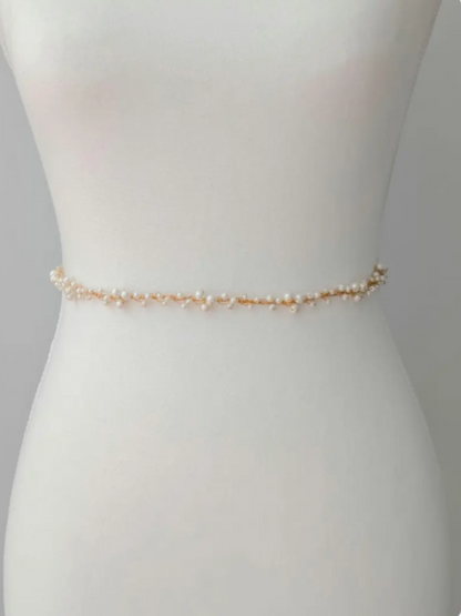 Eloise - Pearl Cluster Wedding Dress Sash (18"-30")
