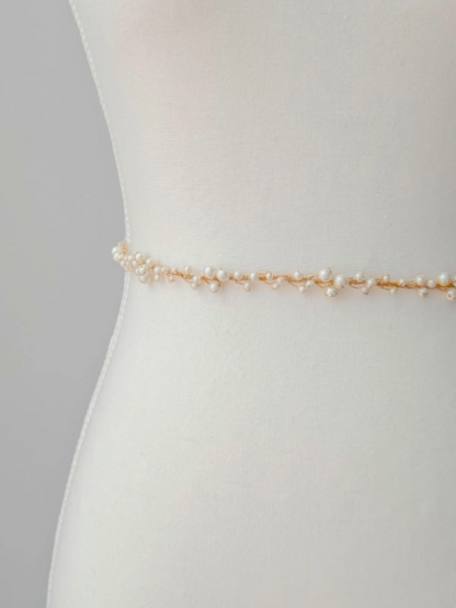 Eloise - Pearl Cluster Wedding Dress Sash (18"-30")