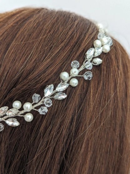 Charlotte - Bridal Crystal Headpiece With Ribbon (14")