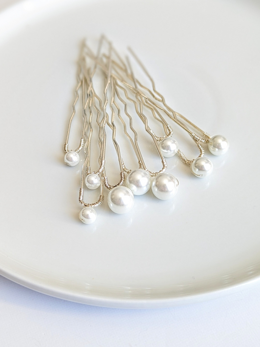 Pearl Hair Pins – Dainty Wedding Hair Accessories ( Set of 3, 6, 9, 12, or 18)