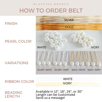 Lexi - Simple Pearl Bridal Belt (18"-30")