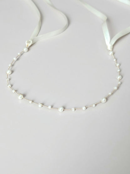 Hannah - Delicate Pearl Wedding Dress Sash (18"-30")