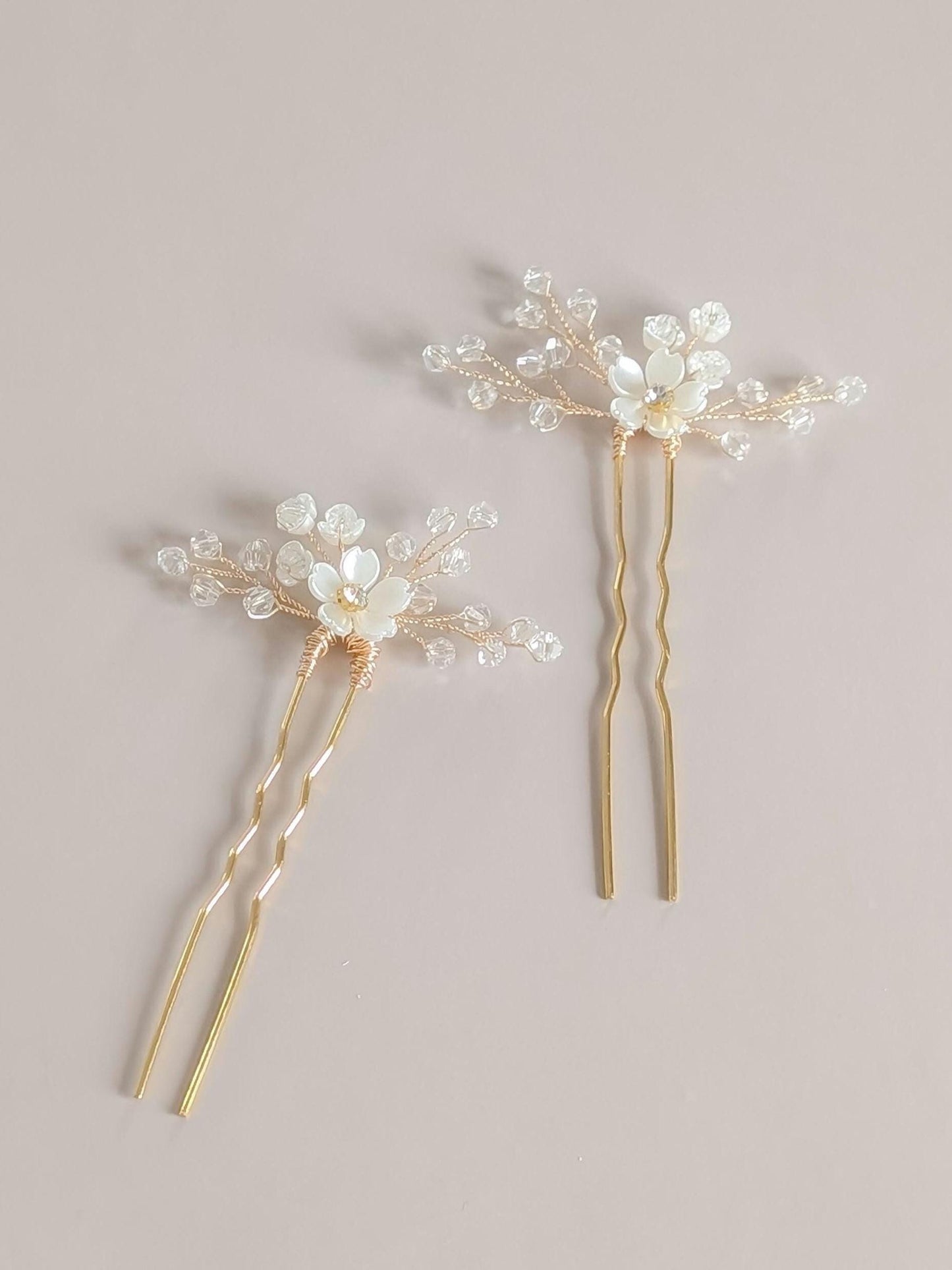 Vivienne – Floral Crystal Hair Pin Set for Brides (Set of 2)