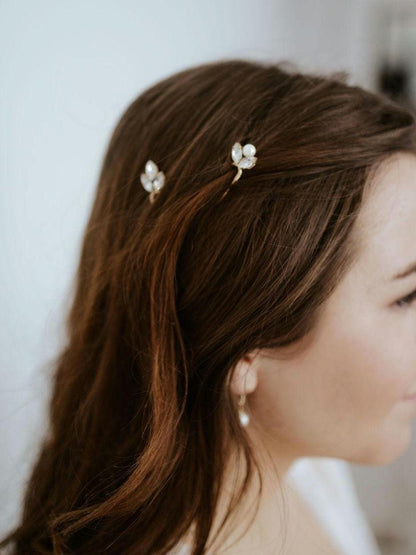 Celeste - Crystal & Pearl Hair Pin Set (5)
