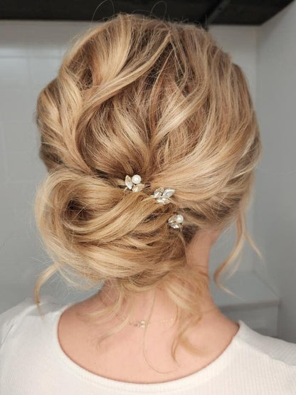 Chloe x Ava - Dainty Crystal Bridal Hair Pins (Set of 3)