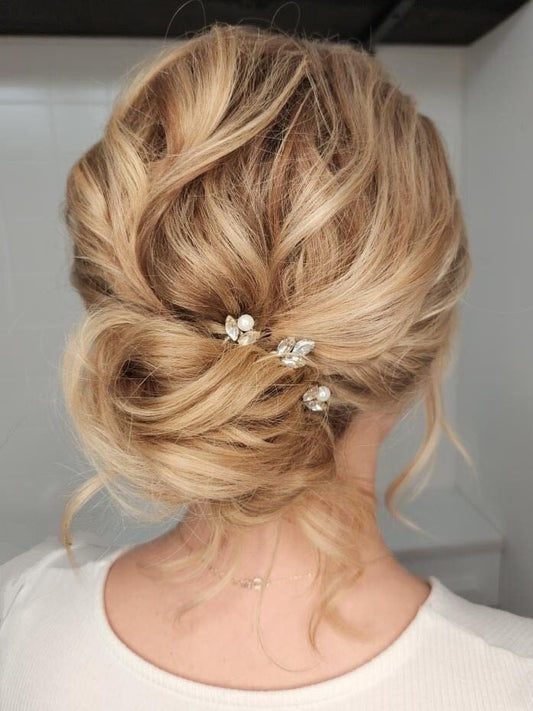 Chloe x Ava - Dainty Crystal Bridal Hair Pins (Set of 3)