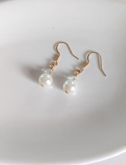 Mira - Pearl Drop Earrings With Crystal