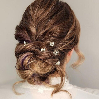 Celeste - Crystal & Pearl Hair Pin Set (5)