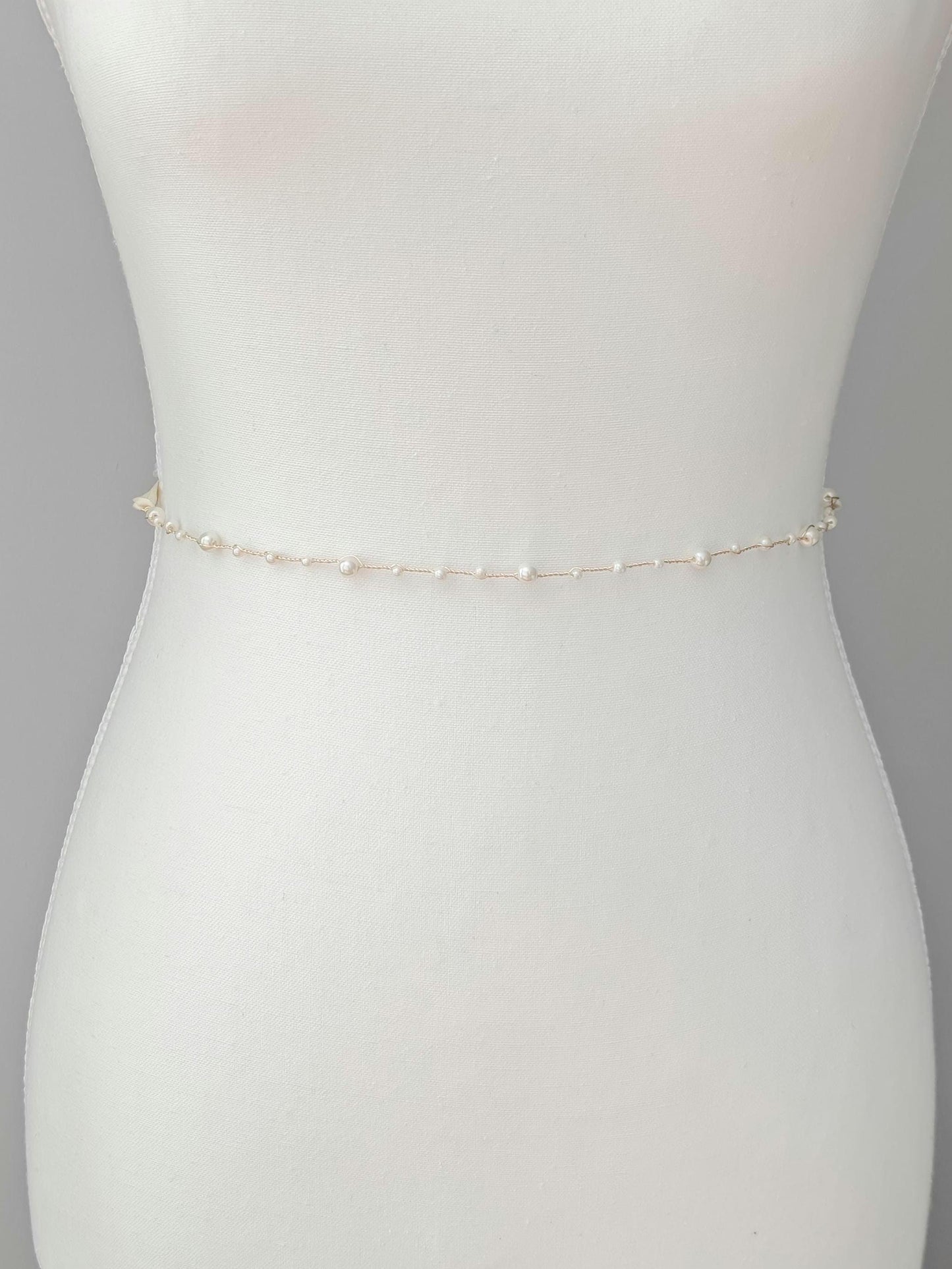 Hannah - Delicate Pearl Wedding Dress Sash (18"-30")