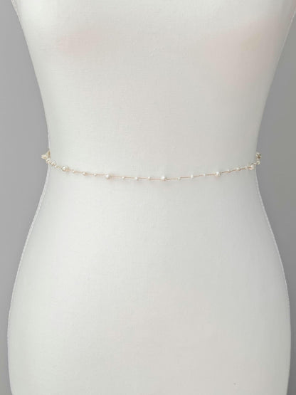 Hannah - Delicate Pearl Wedding Dress Sash (18"-30")