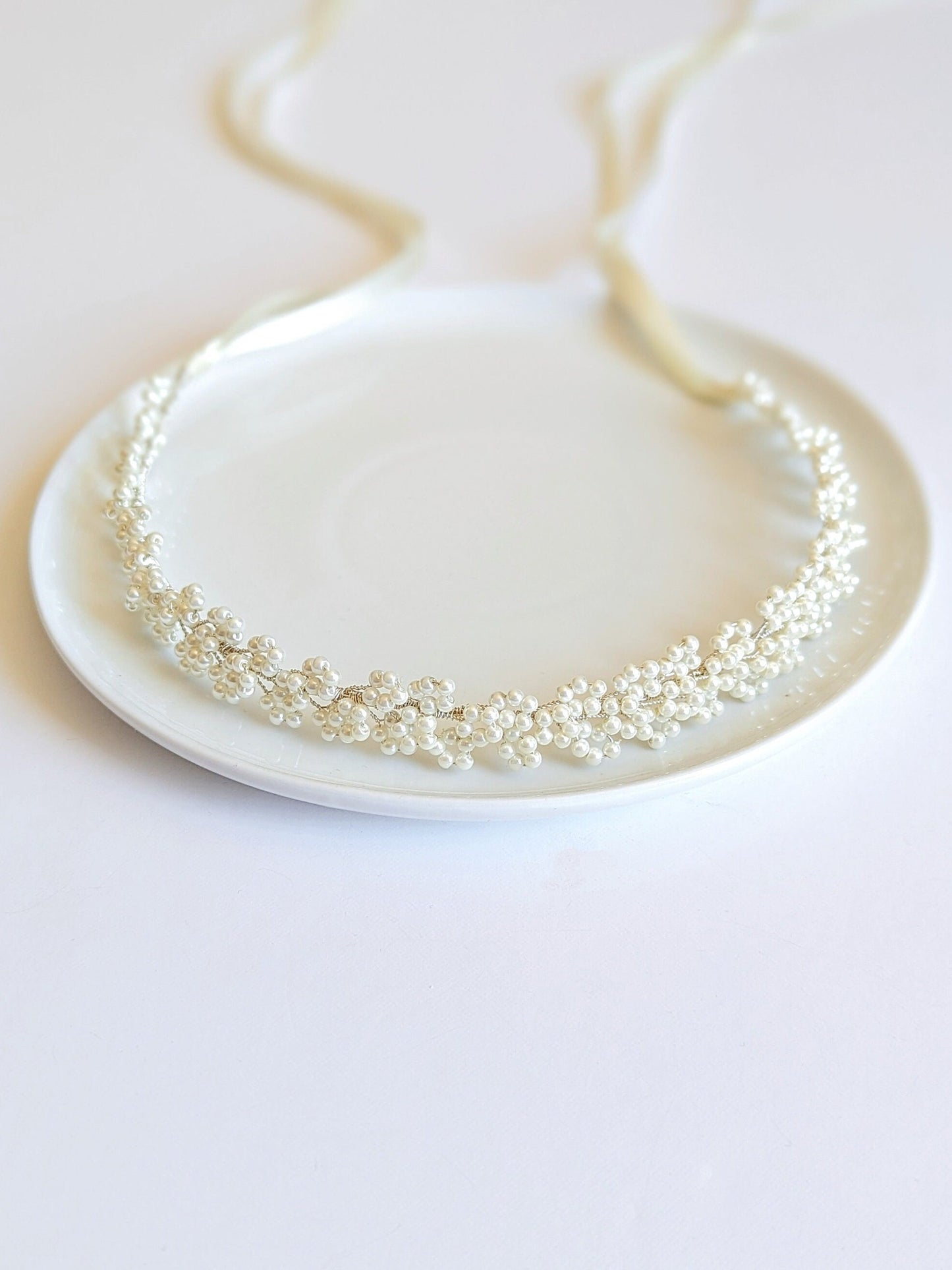 Sylvie - Baby’s Breath Inspired Pearl Bridal Sash (18"-24")