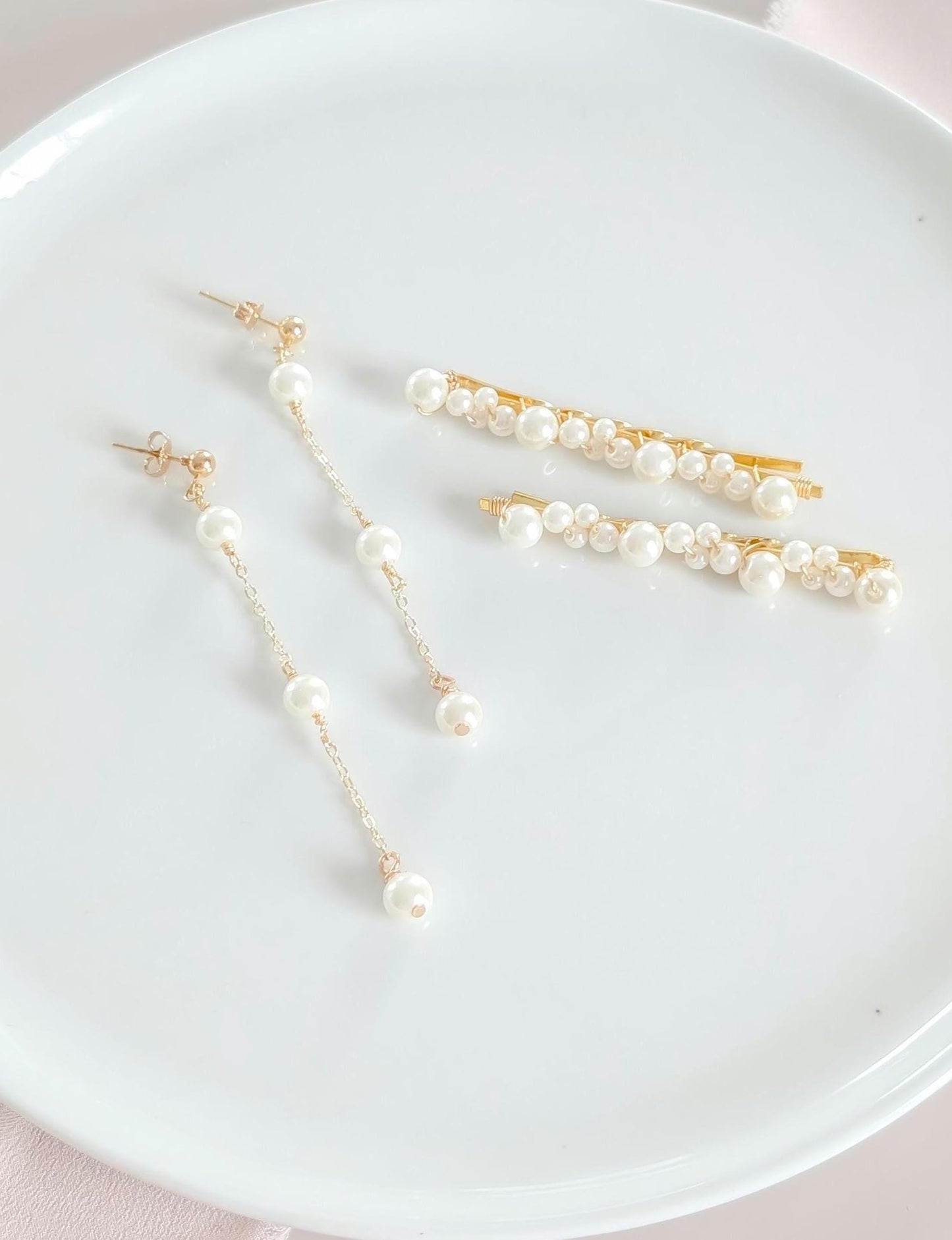 Kate & Elle Set - Pearl Bobby Pins and Earrings