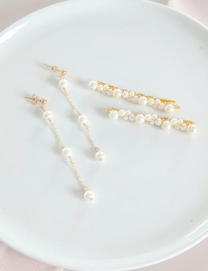 Kate & Elle Set - Pearl Bobby Pins and Earrings