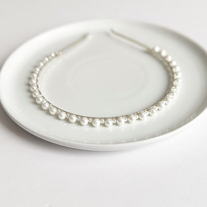 Macie - Dainty Single Row Pearl Bridal Headband