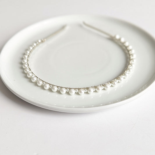 Macie - Dainty Single Row Pearl Bridal Headband