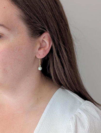 Mira - Pearl Drop Earrings With Crystal