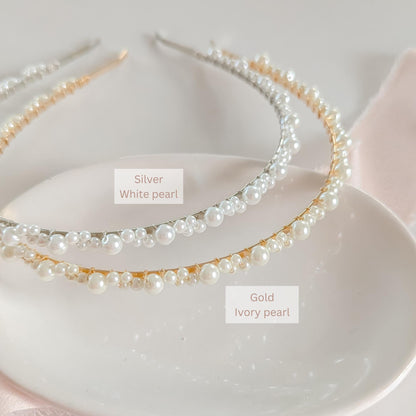 Lexi – Minimalist Pearl Bridal Headband