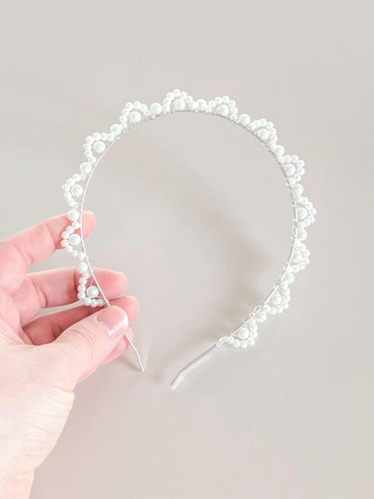 Margot - Elegant Pearl Crown Headband