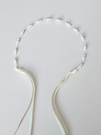 Rachel – Ultra Thin Dainty Pearl Wedding Sash (18"-24")