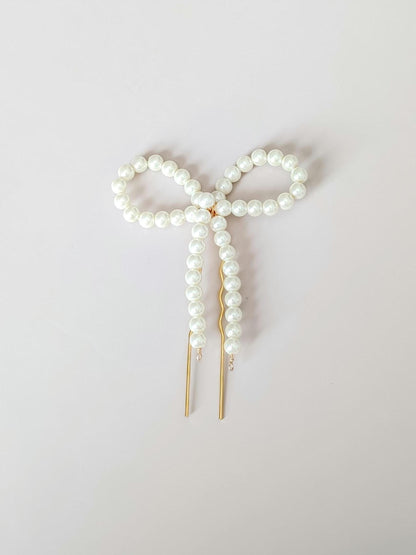 Amelia - Large Pearl Bow Hair Pin