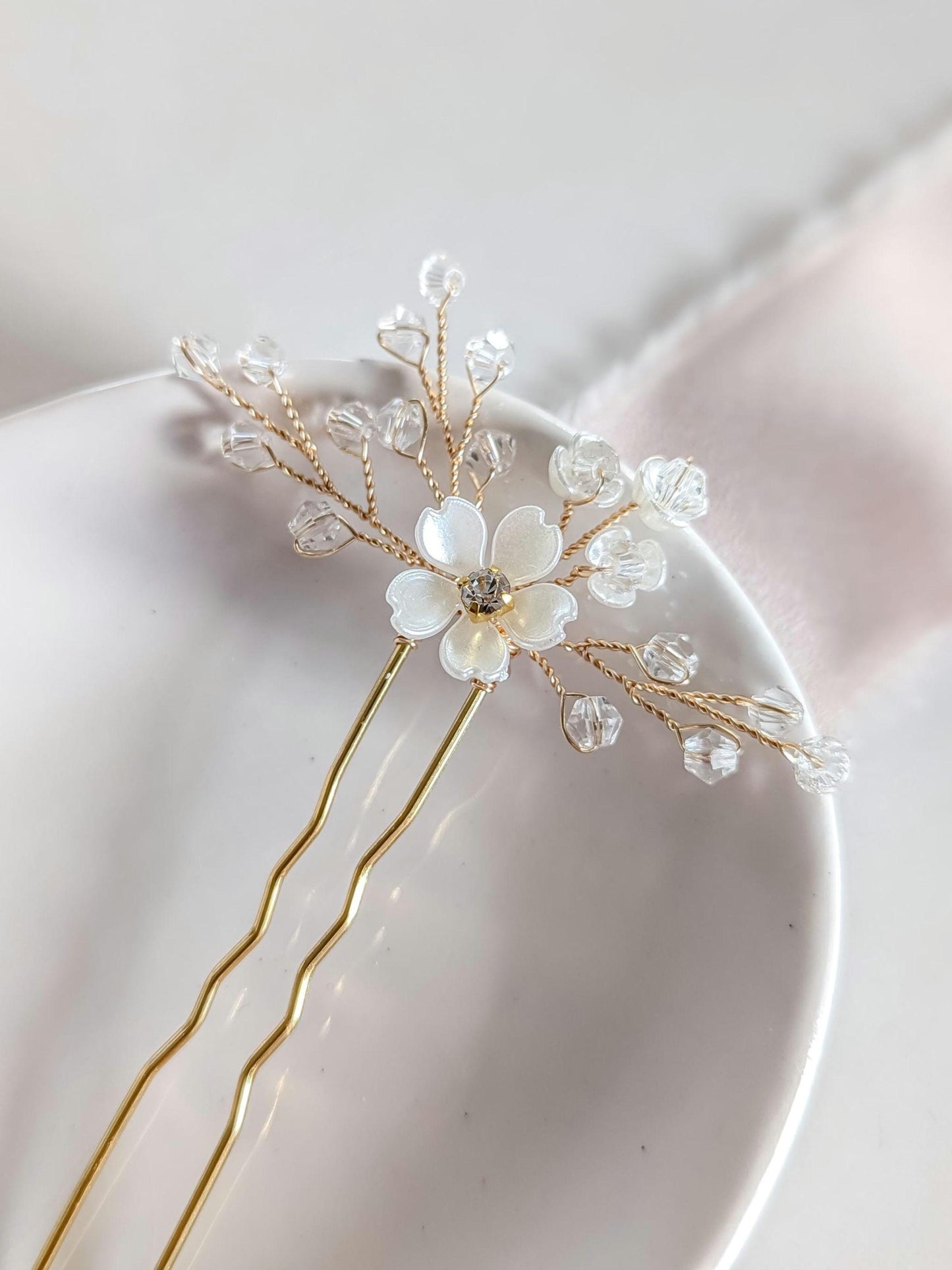 Vivienne – Floral Crystal Hair Pin Set for Brides (Set of 2)