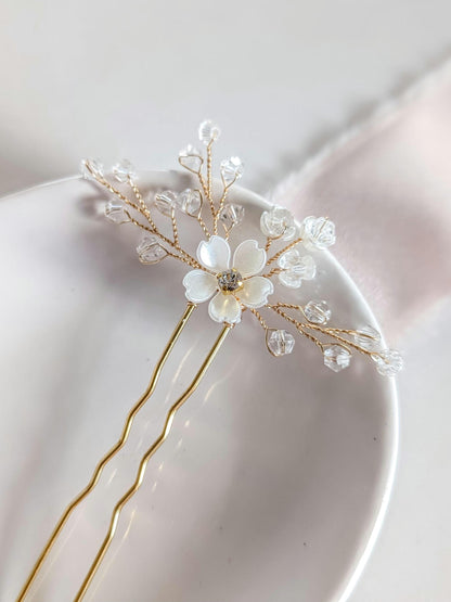 Vivienne – Floral Crystal Hair Pin Set for Brides (Set of 2)