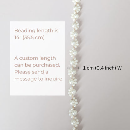 Lexi - Pearl Ribbon Tie Headband (14")