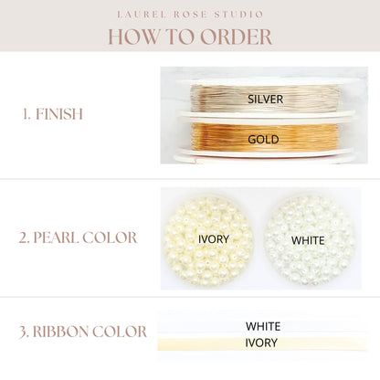 Cora - Delicate Pearl Vine Wedding Sash with Ribbon Tie (20")