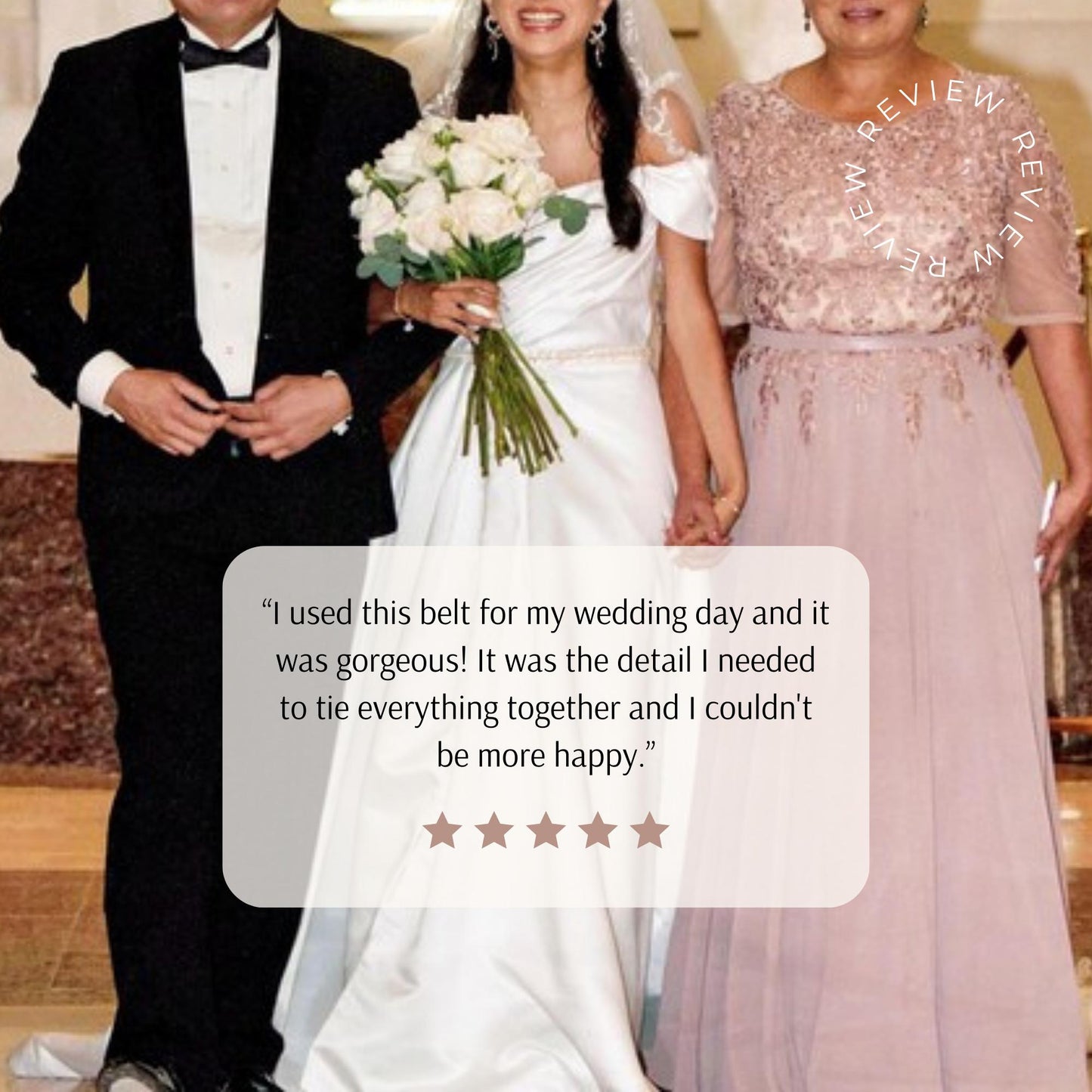 Rosalie - Thin Pearl & Floral Crystal Bridal Belt (18"-30")